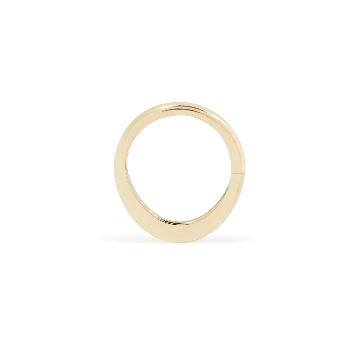 18 karat yellow gold smashed seam ring, high polish