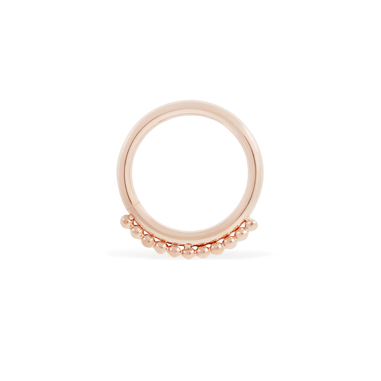 14 karat rose gold beaded seam ring