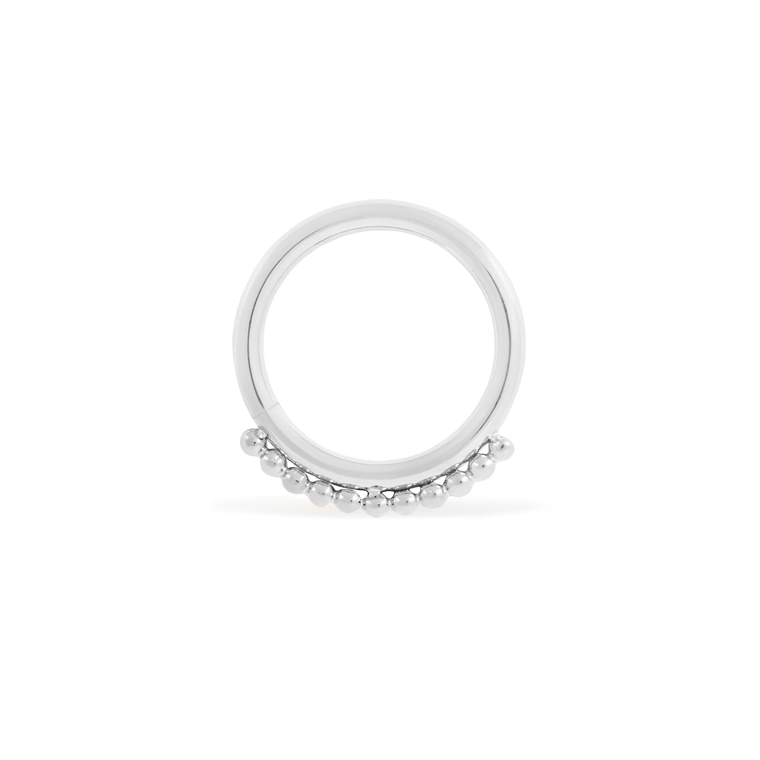 14 karat palladium white gold beaded seam ring